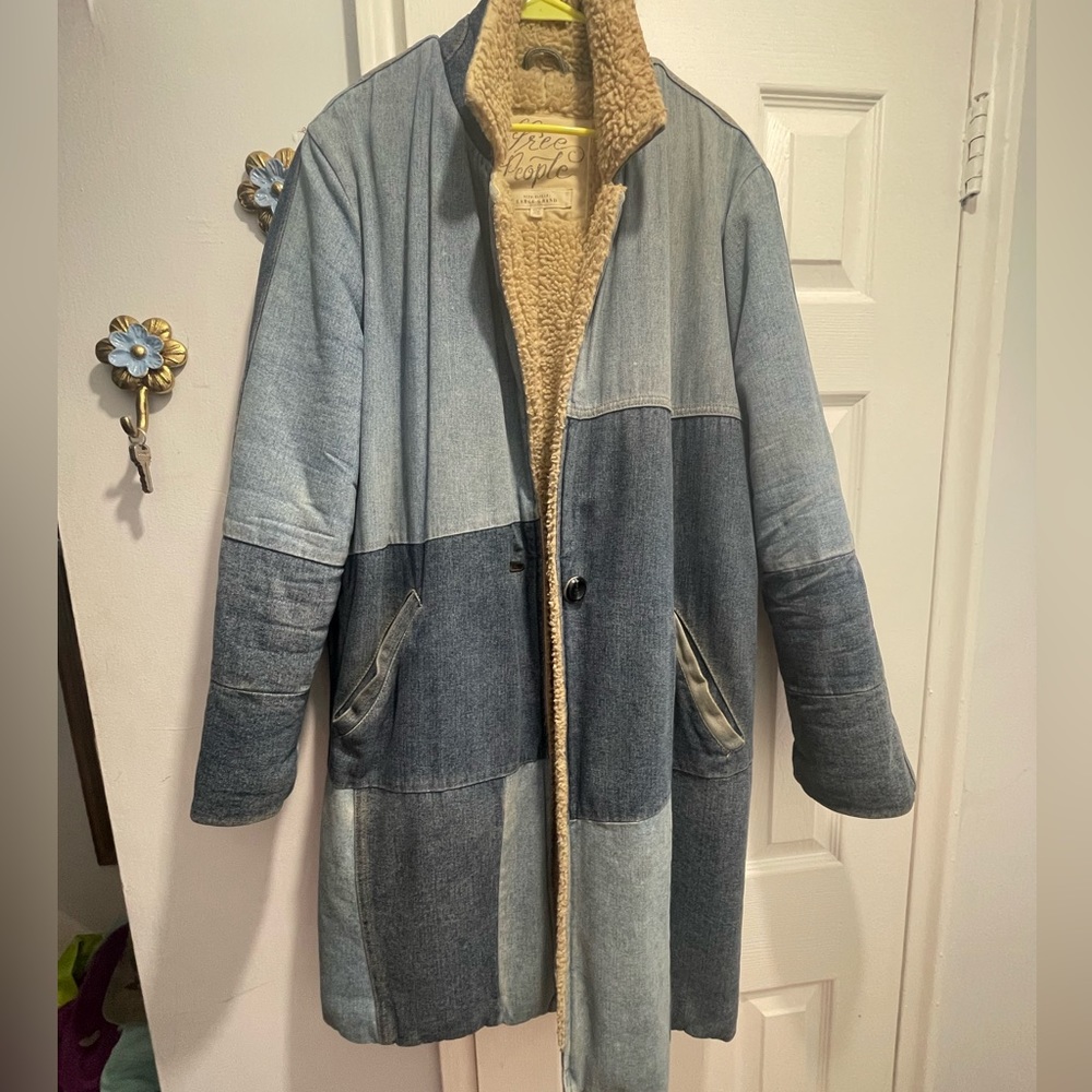 Free People- Denim Sherpa Size Large